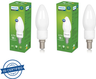 PHILIPS 2.7 W Basic Candle E14 LED Bulb(Yellow, Pack of 2)