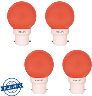 PHILIPS 0.5 W Basic Standard B22 LED Bulb(Red, Pack of 4)