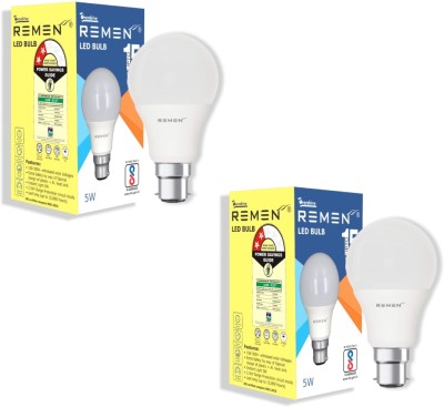 REMEN 5 W Standard B22 LED Bulb(White, Pack of 2)