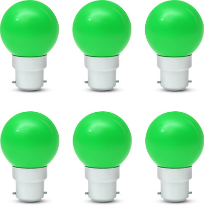 Glowing Night 0.5 W Basic Decorative B22 LED Bulb(Green, Pack of 6)