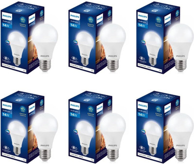 PHILIPS 14 W Basic Round E27 LED Bulb(White, Pack of 6)