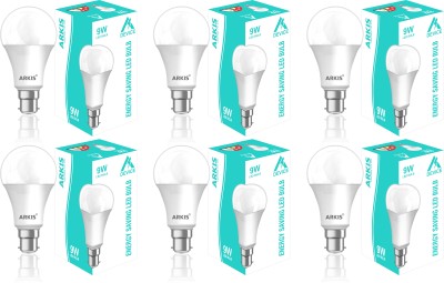 ARKIS 9 W Standard B22 LED Bulb(White, Pack of 6)