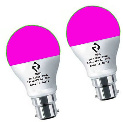 rino 9 W Basic Standard B22 LED Bulb(Pink, Pack of 2)