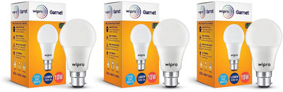 Wipro 10 W Basic Standard B22 LED Bulb(White, Pack of 3)