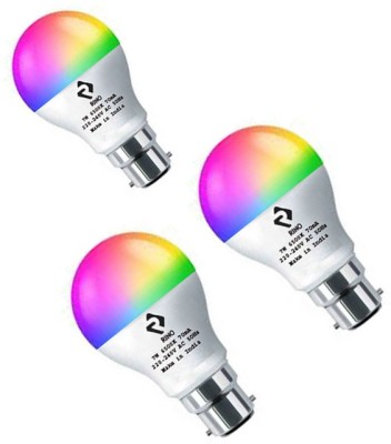 rino 7 W Standard B22 LED Bulb(RGB, Pack of 3)