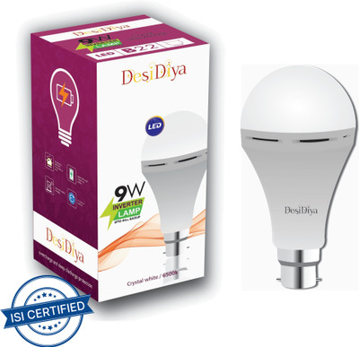 Desidiya 9 W Inverter Round B22 Inverter Bulb(White)