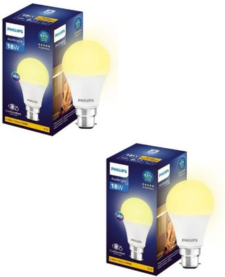 PHILIPS 18 W Basic Round B22 LED Bulb(Yellow, Pack of 2)