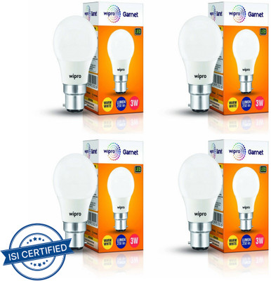 Wipro 3 W Basic Standard B22 LED Bulb(White, Pack of 4)