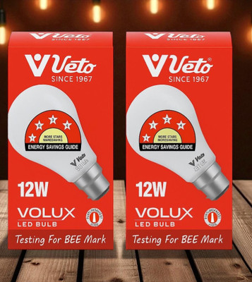 Veto 12 W Basic Round B22 LED Bulb(White, Pack of 2)