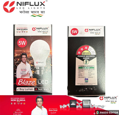 Niflux 5 W Eye Safety Compliance Round B22 D LED Bulb(White, Pack of 4)