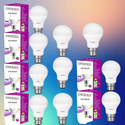 ONIEXO 9 W Inverter Round B22 D LED Bulb(White, Pack of 10)