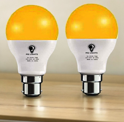 mg lights 5 W Basic Arbitrary B22 LED Bulb(Yellow, Pack of 2)