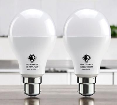 mg lights 12 W Basic Arbitrary B22 LED Bulb(White, Pack of 2)