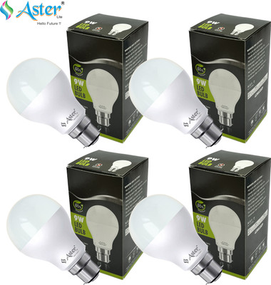 ASTER LITE 9 W Basic Standard B22 LED Bulb(White, Pack of 4)