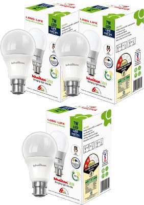 Khaitan 7 W Round B22 LED Bulb(White, Pack of 3)