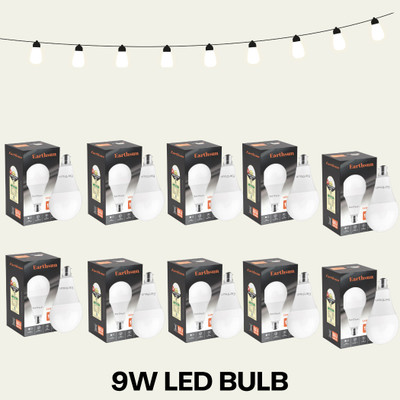 EarthSun 9 W Inverter Round B22 D LED Bulb(White, Pack of 10)