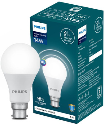 PHILIPS 14 W Motion Sensor Round B22 LED Bulb(White)
