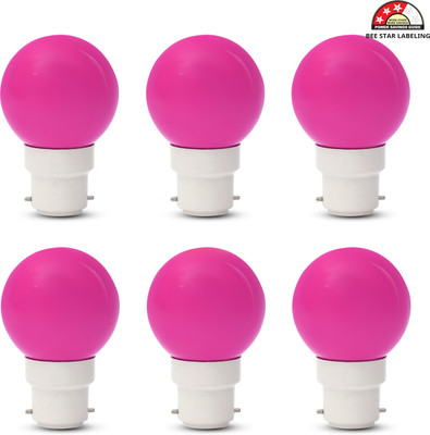 Glowing Night 0.5 W Basic Decorative B22 LED Bulb(Pink, Pack of 6)