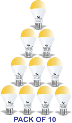 AP Source 9 W Basic Round E27 LED Bulb(Yellow, Pack of 10)