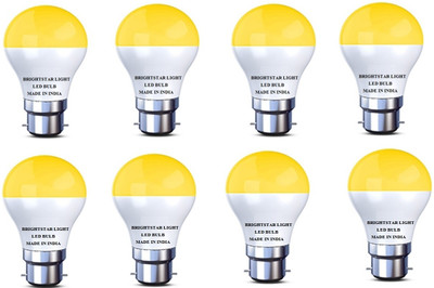 Brightstar 5 W Basic Round B22 LED Bulb(Yellow, Pack of 8)