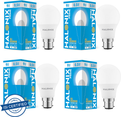 HALONIX 9 W, 0.5 W Bluetooth Round B22 LED Bulb(White, Pack of 4)