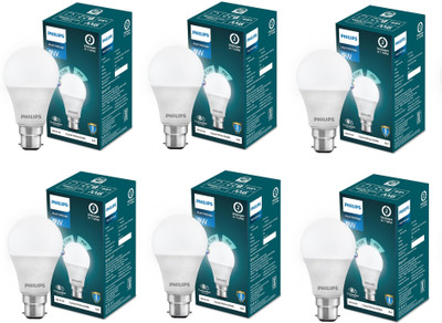 PHILIPS 9 W Multi Watt Standard B22 LED Bulb(White, Pack of 6)