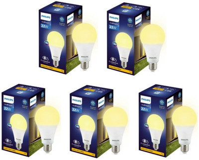 PHILIPS 22 W Basic Round E27 LED Bulb(Yellow, Pack of 5)