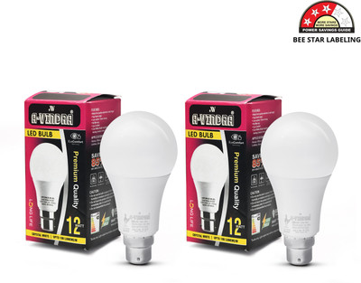 AVINDRA 12 W Basic Round B22 LED Bulb(White, Pack of 2)