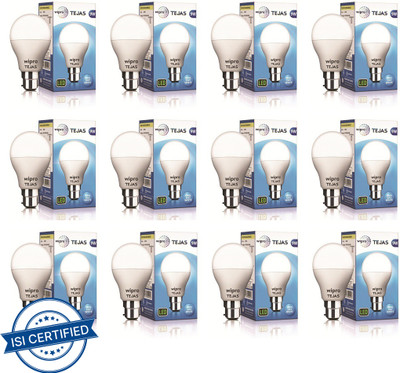 Wipro 9 W Basic Standard B22 LED Bulb(White, Pack of 12)