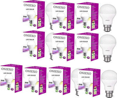 ONIEXO 9 W Inverter Round B22 D LED Bulb(White, Pack of 10)