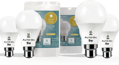 auto-on 9 W Basic Round B22 Night Bulb(White, Pack of 4)