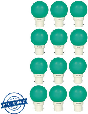 PHILIPS 0.5 W Basic Round B22 LED Bulb(Green, Pack of 12)