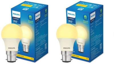 PHILIPS 3 W Basic Round B22 LED Bulb(Yellow, Pack of 2)