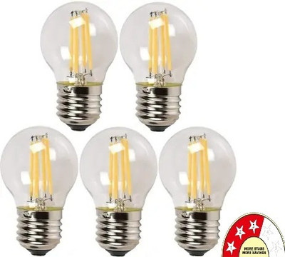 SHBK 4 W Eye Safety Compliance Round E27 LED Bulb(Yellow, Pack of 5)