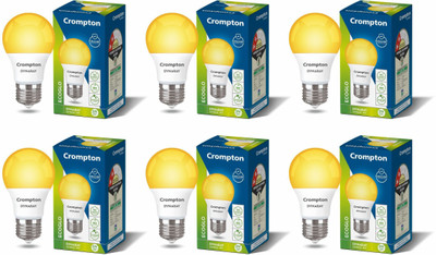 Crompton 5 W Basic Round B22 LED Bulb(Yellow, Pack of 6)