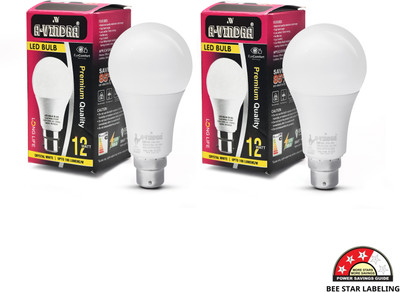 AVINDRA 12 W Basic Round B22 LED Bulb(White, Pack of 2)