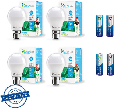 Syska 9 W Basic Standard B22 LED Bulb(White, Pack of 4)