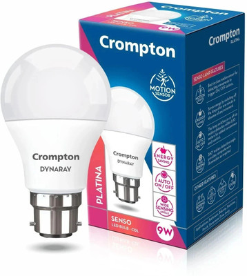 Crompton 9 W Motion Sensor Round B22 LED Bulb(White)