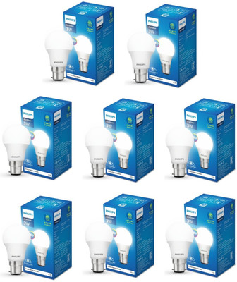 PHILIPS 3 W Basic Round B22 LED Bulb(White, Pack of 8)
