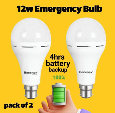 Henonex 12 W Inverter Standard B22 Inverter Bulb(White, Pack of 2)