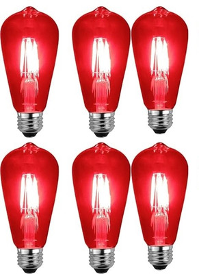 Baslash 4 W Basic Standard E27 LED Bulb(Red, Pack of 6)