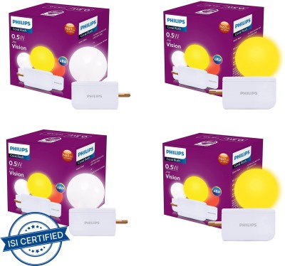 PHILIPS 0.5 W Standard LED Bulb(White, Yellow, Pack of 4)