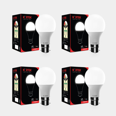 Nortek 9 W Basic Standard B22 LED Bulb(White, Pack of 4)