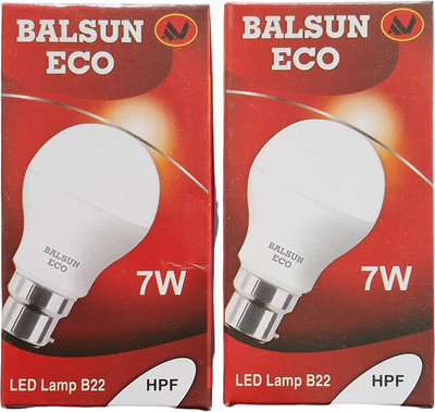 BALSUN ECO 7 W Basic Round B22 LED Bulb(White, Pack of 2)