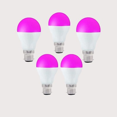 MOON & SUN 9 W Round B22 LED Bulb(Pink, Pack of 5)