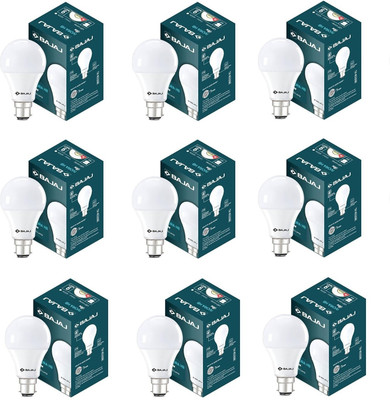 BAJAJ 9 W Basic Round B22 LED Bulb(White, Pack of 9)