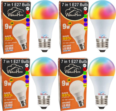 WolkomHome 9 W Basic Globe E27 LED Bulb(Multicolor, Pack of 4)