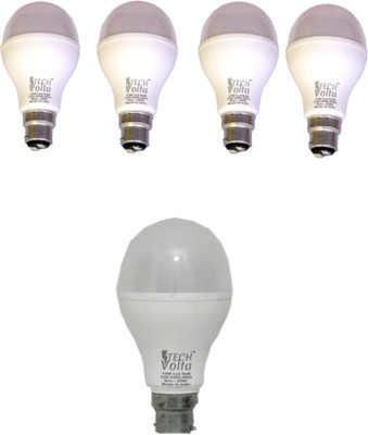 Techvolta 15 W, 12 W Basic Round B22 LED Bulb(White, Pack of 5)