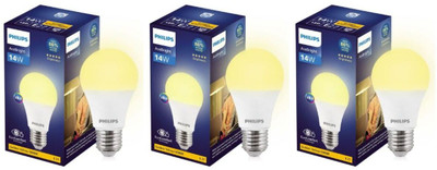 PHILIPS 14 W Basic Round E27 LED Bulb(Yellow, Pack of 3)