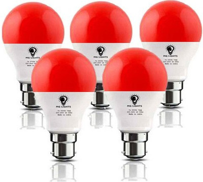 mg lights 7 W Basic Standard B22 LED Bulb(Red, Pack of 5)